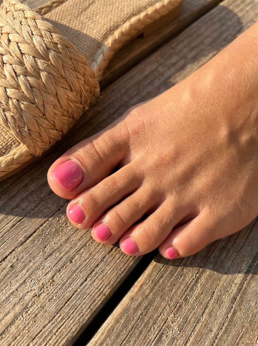 Pinke Sommer-Fußnägel